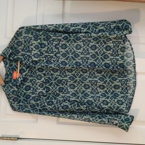 Sheer Blue Green blouse